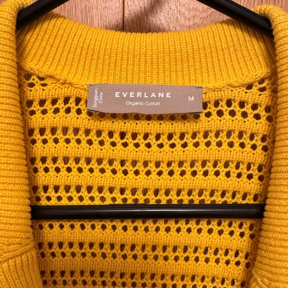 Yellow Crochet Button Down Medium - image 4